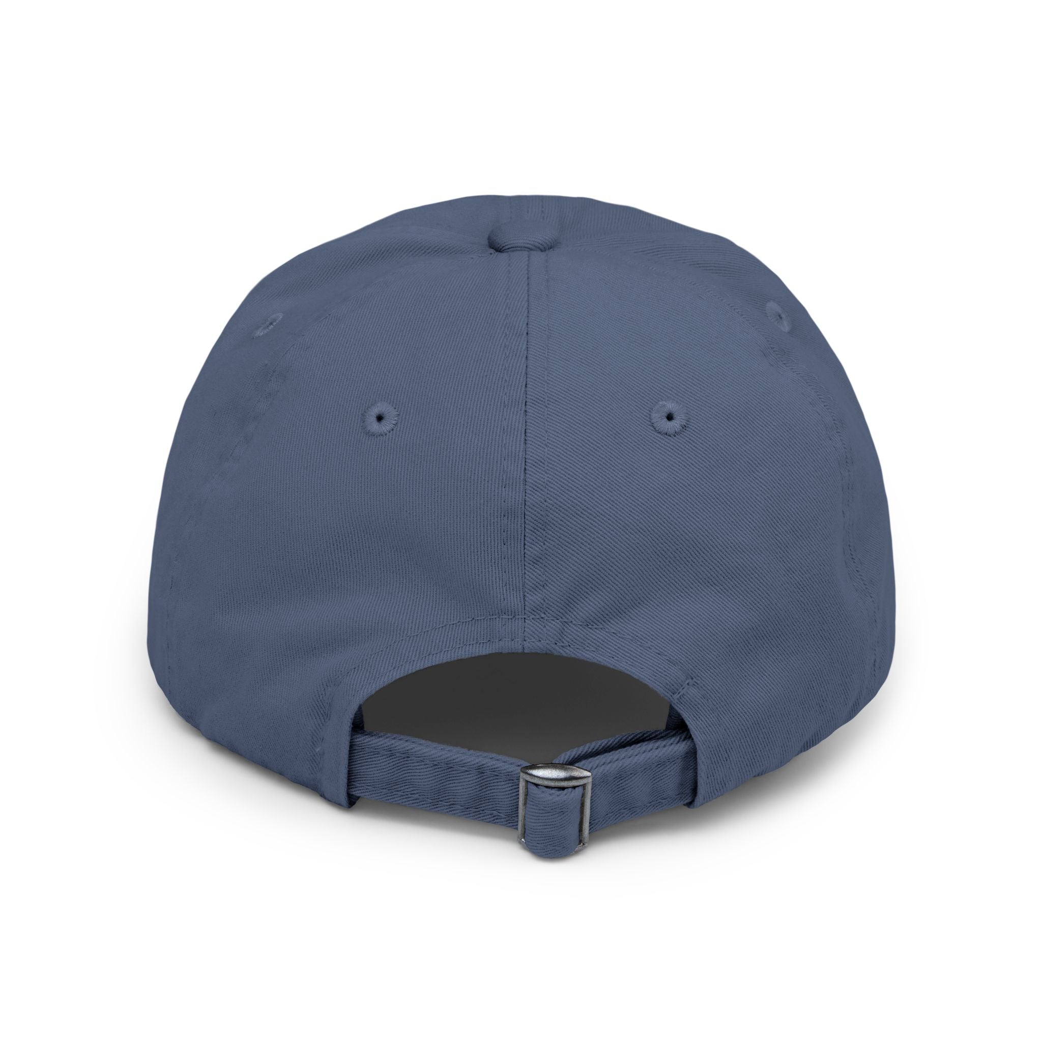 Distressed Black Baseball Cap with White Grunge Emblem
