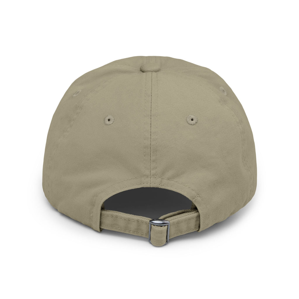 Distressed Black Baseball Cap with White Grunge Emblem