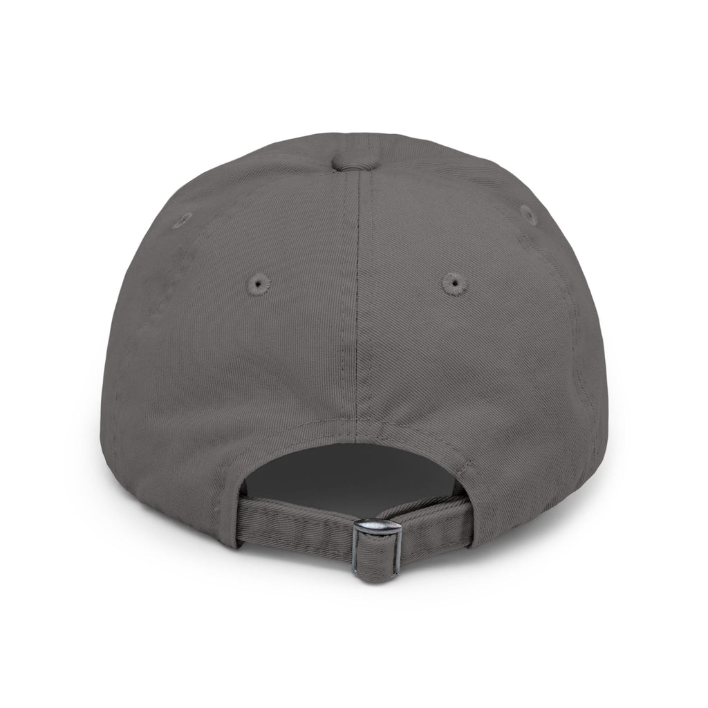 Distressed Black Baseball Cap with White Grunge Emblem
