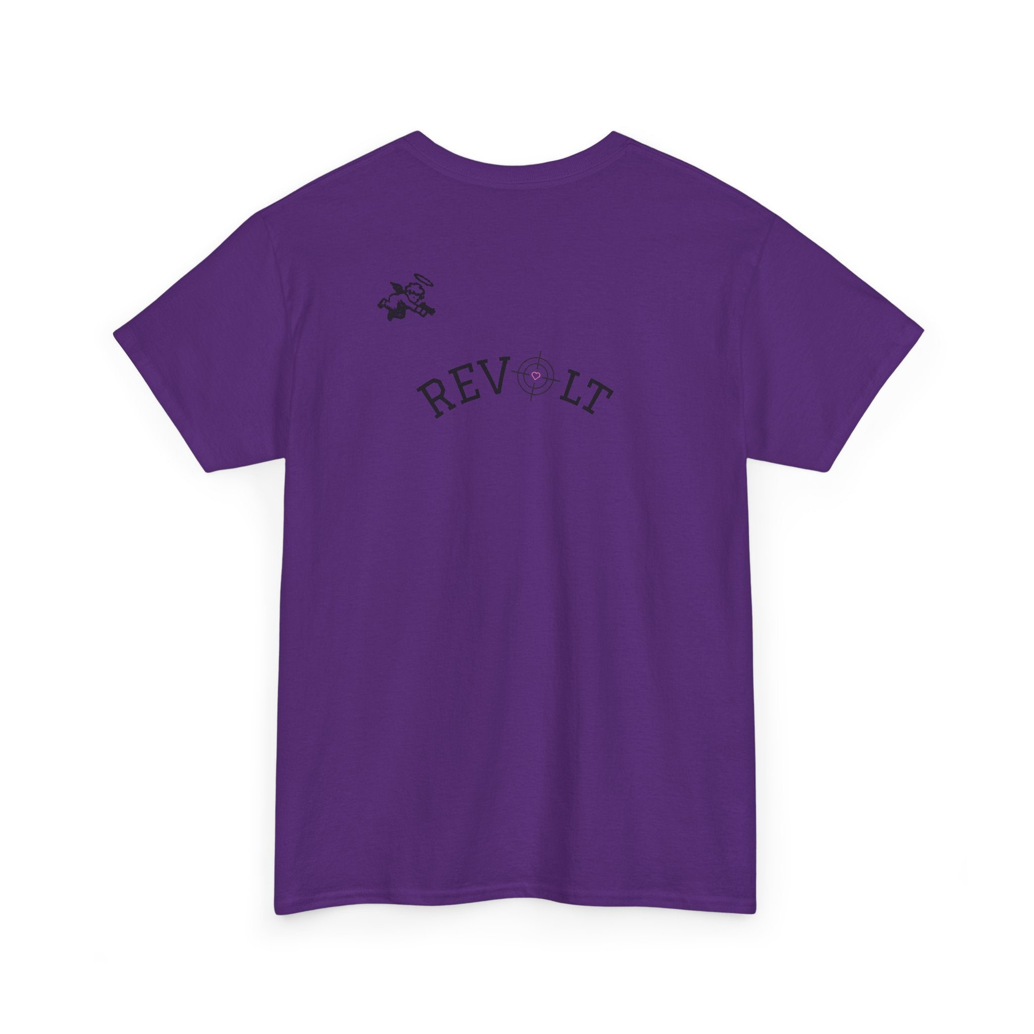Revolt Minimalist Tee — Small Heart & Character Graphic