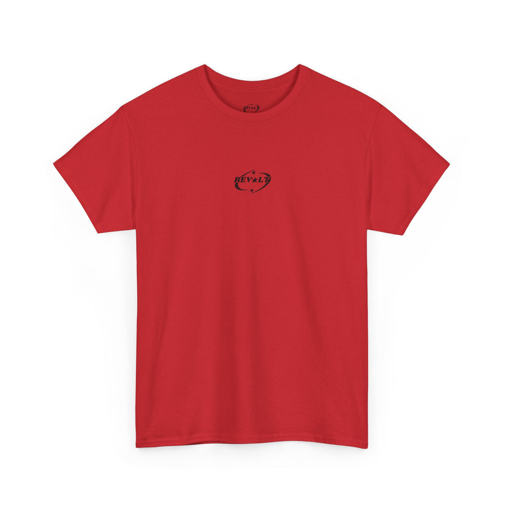 Revolt Minimalist Tee — Small Heart & Character Graphic