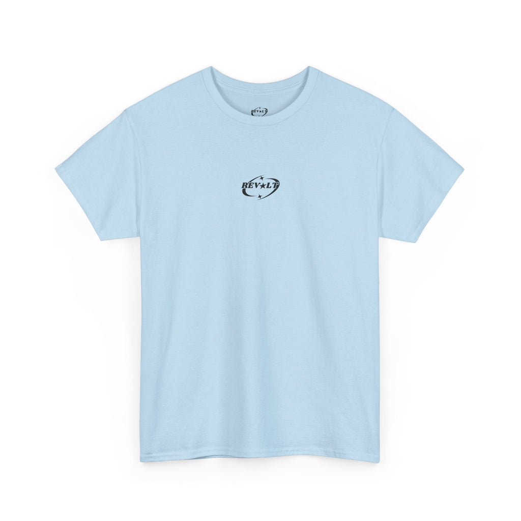 Revolt Minimalist Tee — Small Heart & Character Graphic
