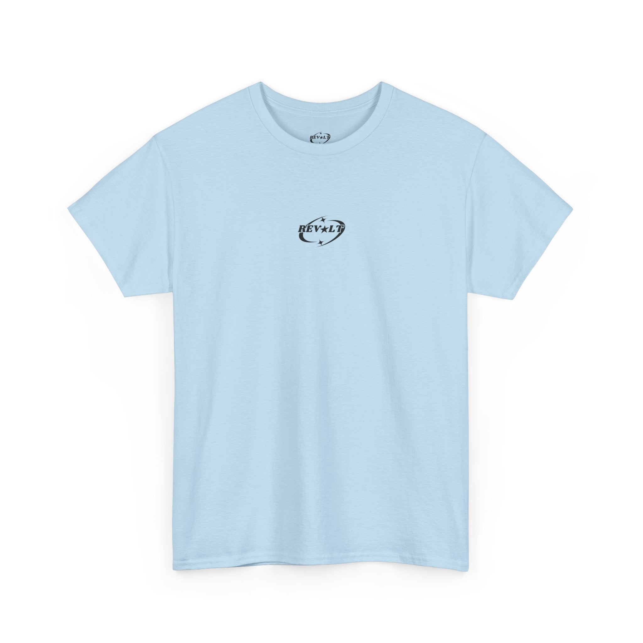 Revolt Minimalist Tee — Small Heart & Character Graphic