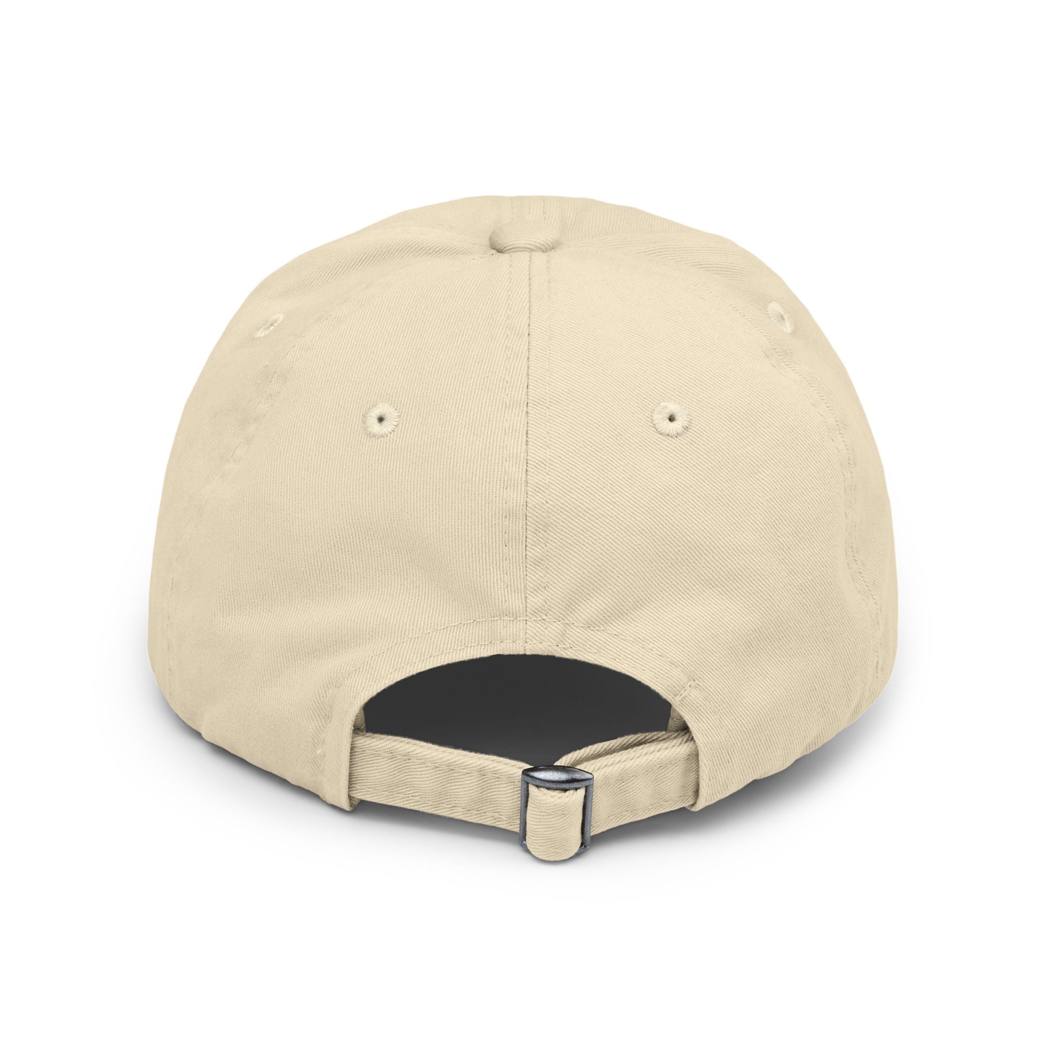 Distressed Black Baseball Cap with White Grunge Emblem