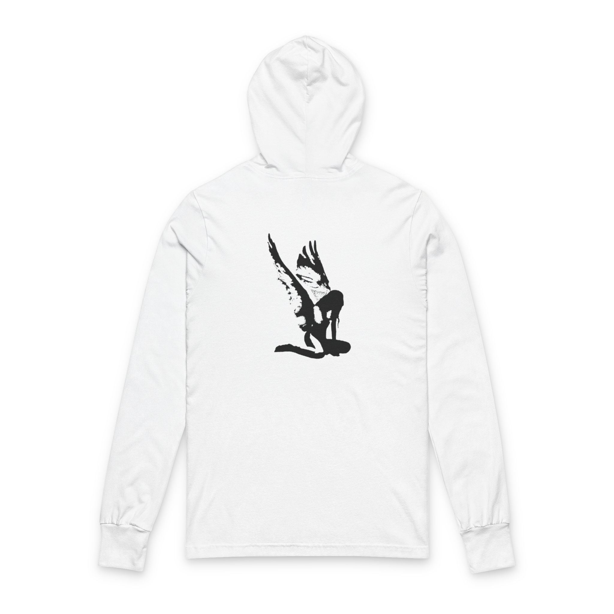 T-shirt à capuche à manches longues — Imprimé au dos Silhouette d'aile d'ange minimaliste