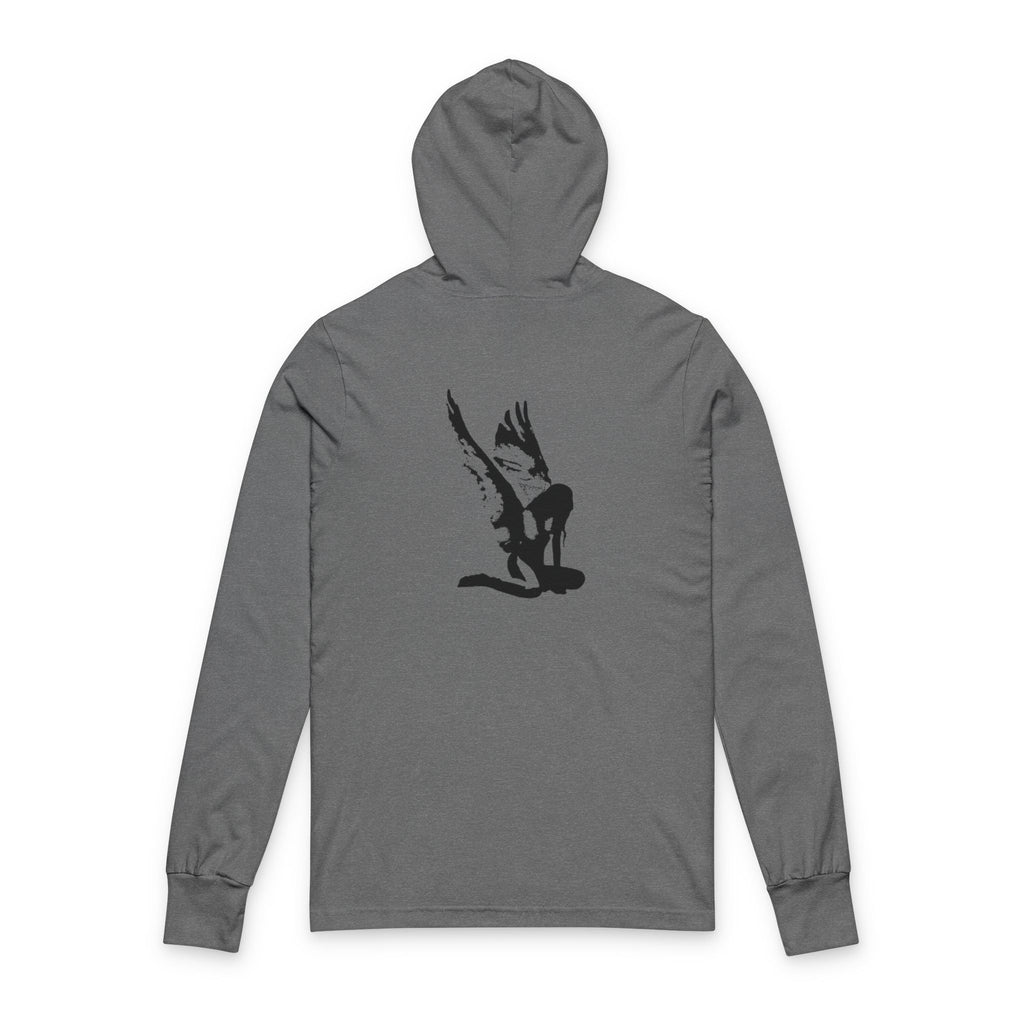 Hooded Long Sleeve Tee — Minimalist Angel Wing Silhouette Back Print