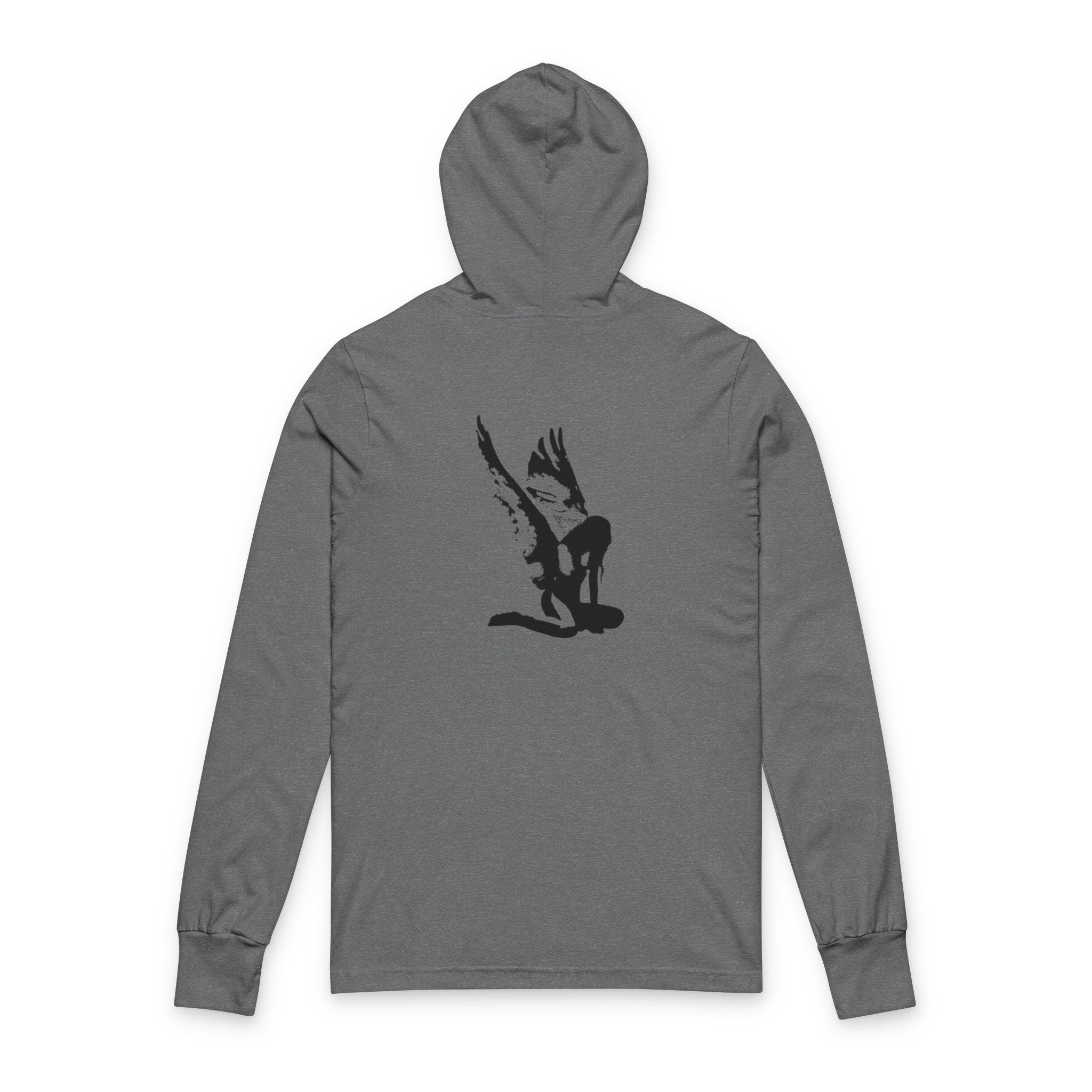 Hooded Long Sleeve Tee — Minimalist Angel Wing Silhouette Back Print