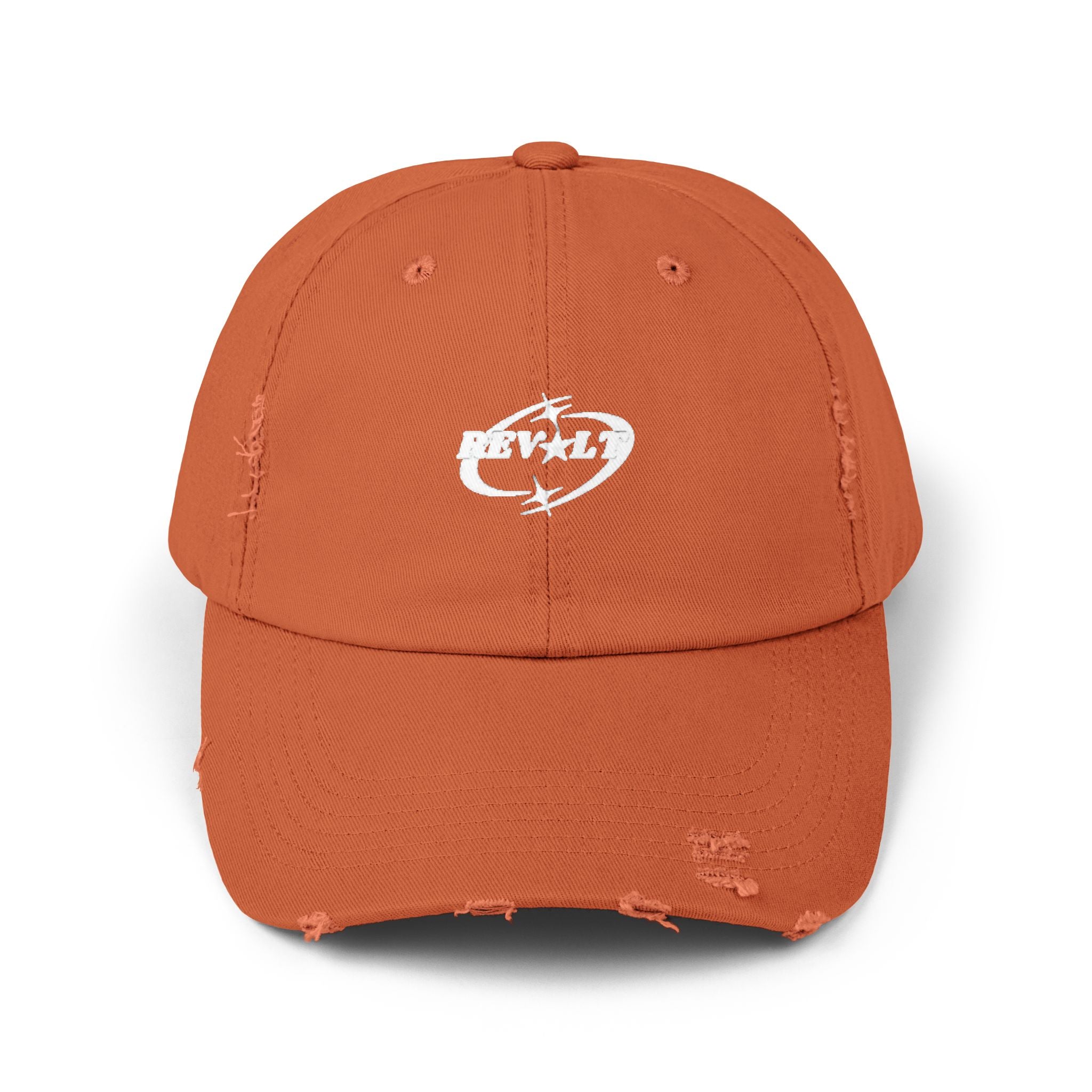 Casquette de baseball noire vieillie avec emblème grunge blanc