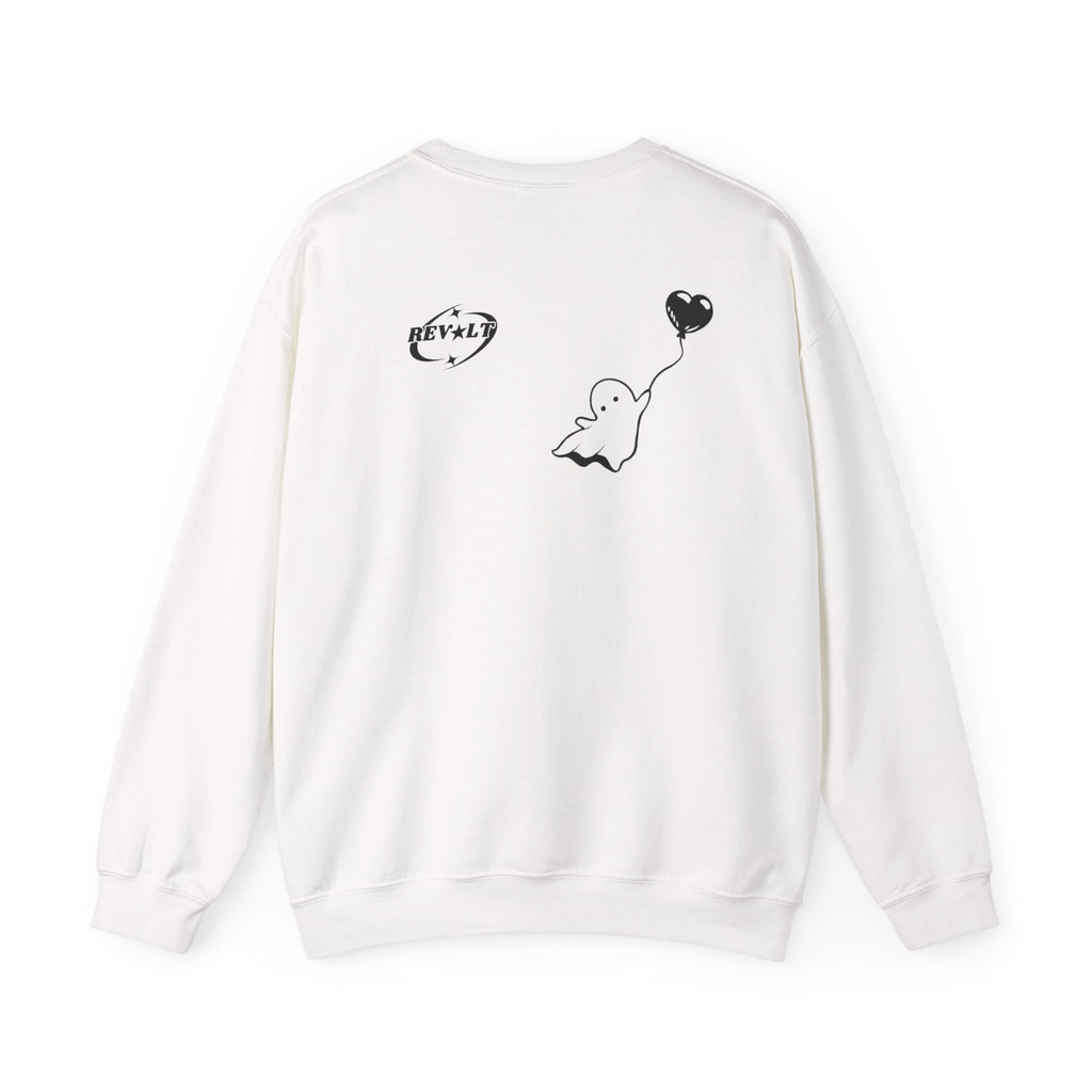Ghost Balloon Crewneck Sweatshirt – Cute Minimalist Back Graphic