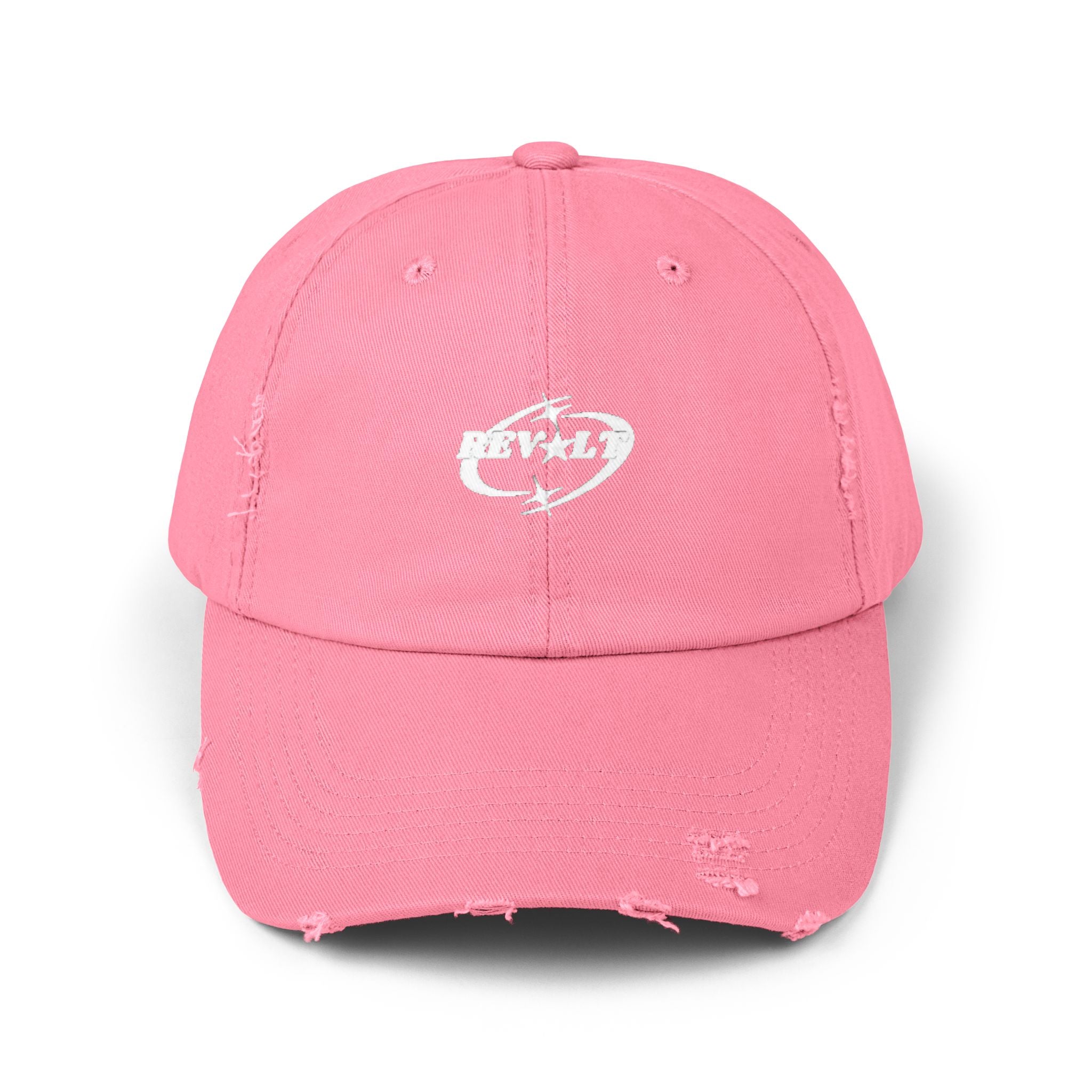 Casquette de baseball noire vieillie avec emblème grunge blanc
