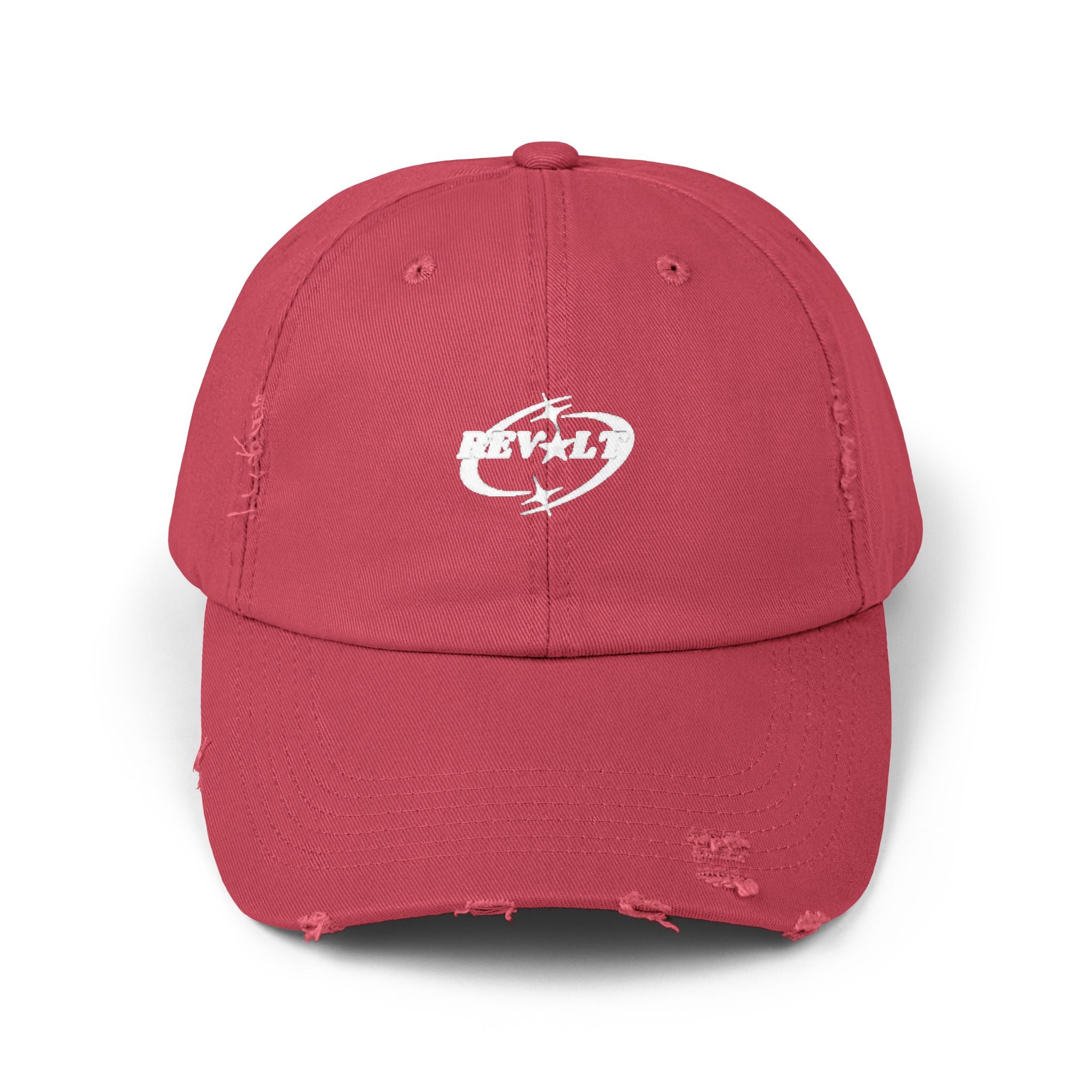 Casquette de baseball noire vieillie avec emblème grunge blanc