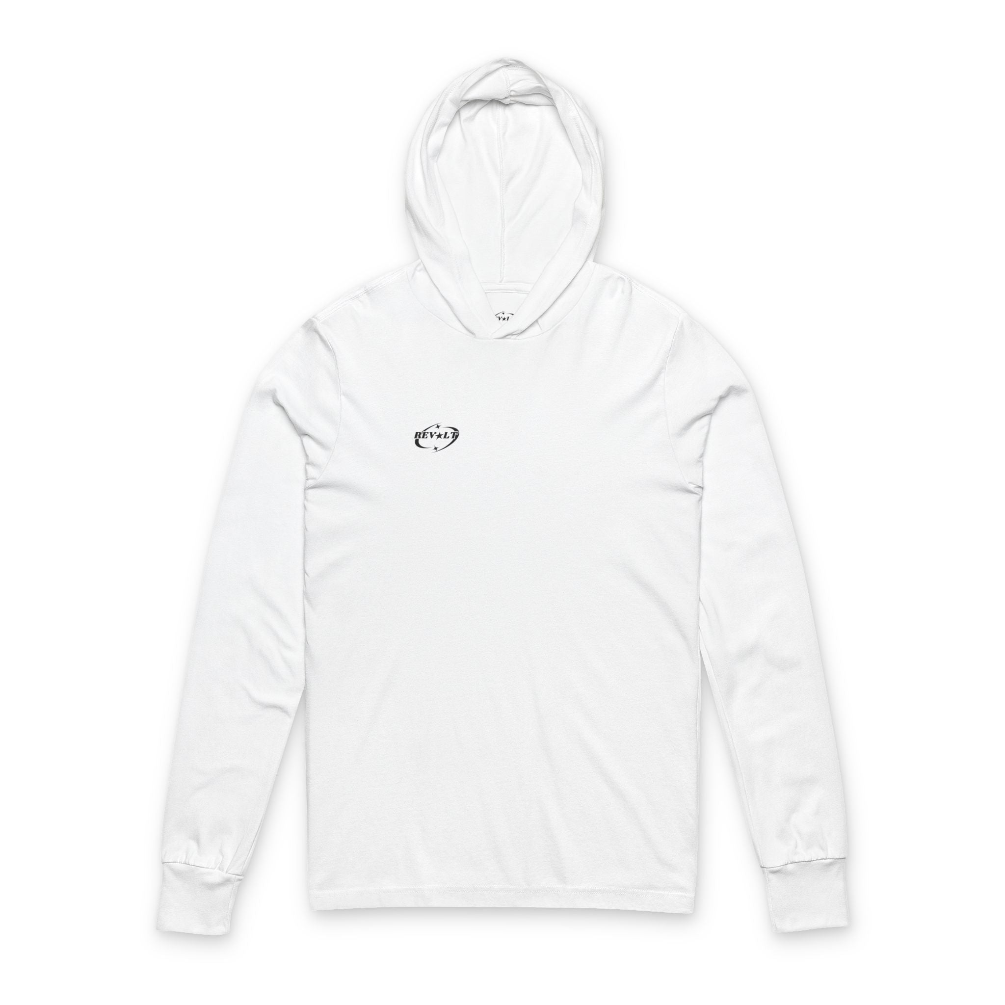 Hooded Long Sleeve Tee — Minimalist Angel Wing Silhouette Back Print