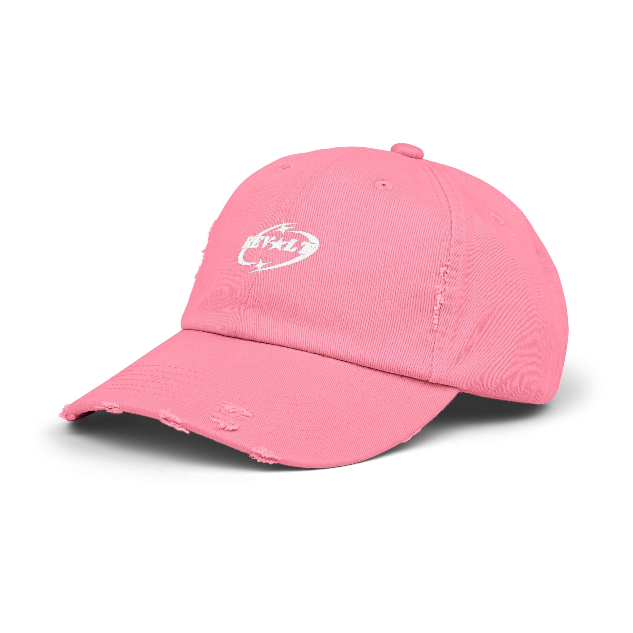 Distressed Black Baseball Cap with White Grunge Emblem